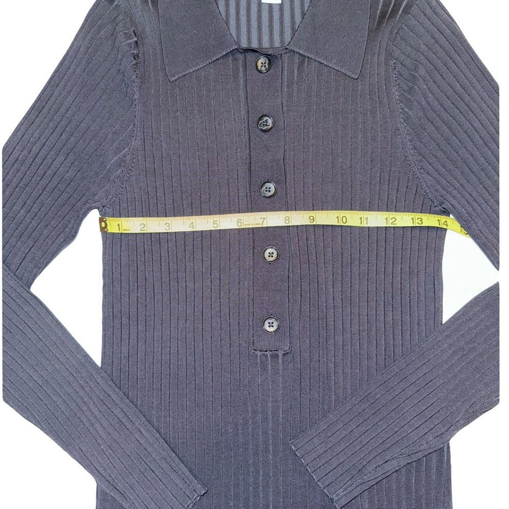 Good American Women’s Ribbed Henley Polo Navy Size M Orig $140 - Picture 4 of 7